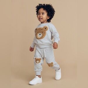 Huxbaby Huxbear Sweatpants with Bear Appliqué Grey